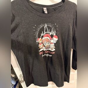 Dark Gray Harry Potter Holiday three-quarter length sleeve T-shirt